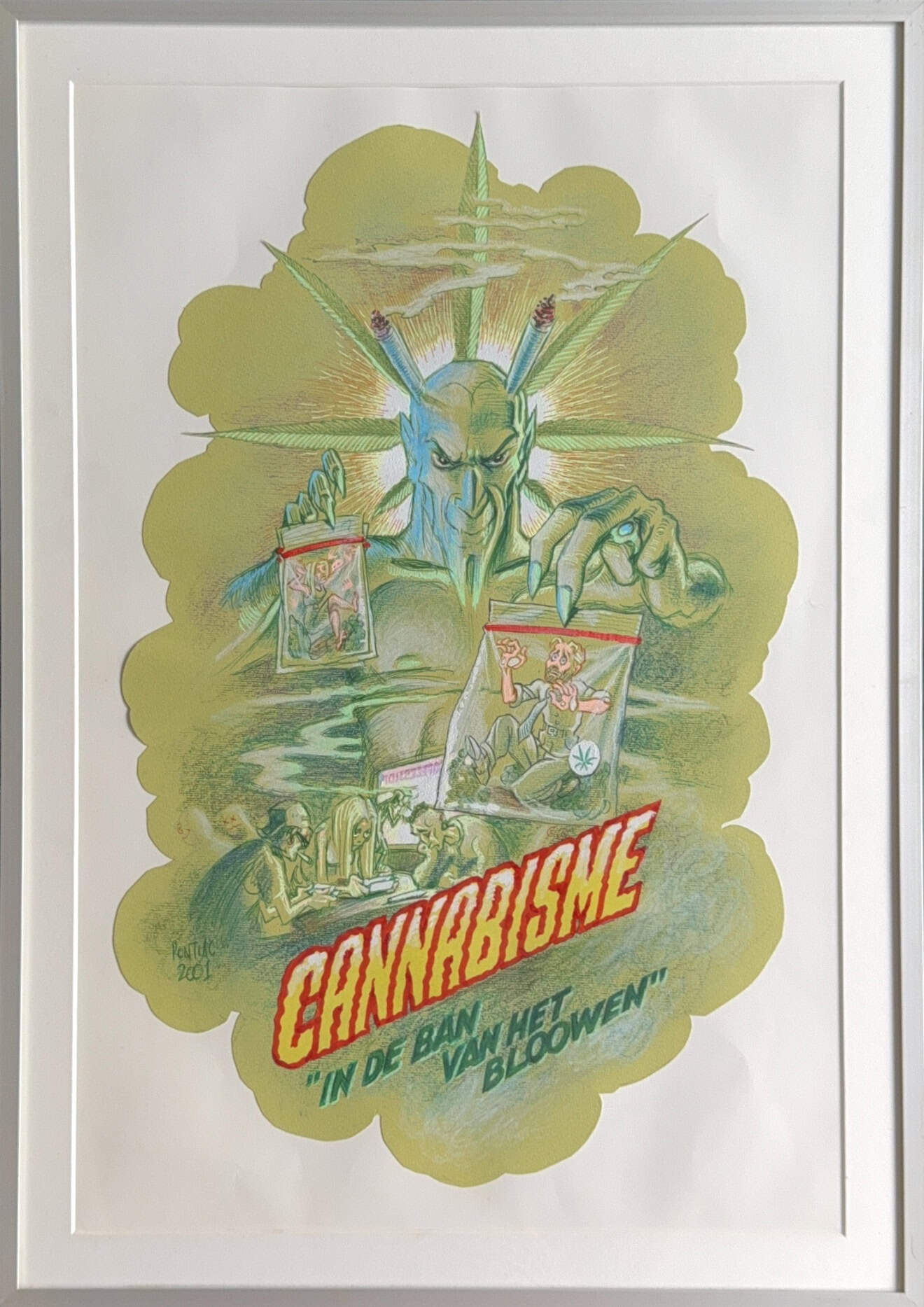Peter Pontiac, originele tekening "Cannabisme" 2001