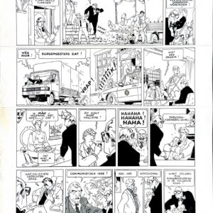 Theo van den Boogaard, Sjef van Oekel "de verbeelding aan de macht" Theo van den Boogaard, Sjef van Oekel "de verbeelding aan de macht" originele pagina uit het album  "Sjef van Oekel zoekt het hogerop". Pagina 11 Indische inkt, pagina's is ca 48x36.5cm originele tekeningen (original comic art)